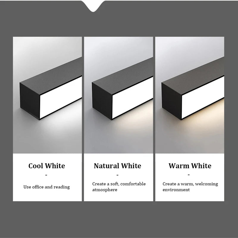 STDJHong 53cm LED Linear Ceiling Light – 18W, High CRI ≥90, Surface Mounted | Warm / Natural / Cool White | Black & White