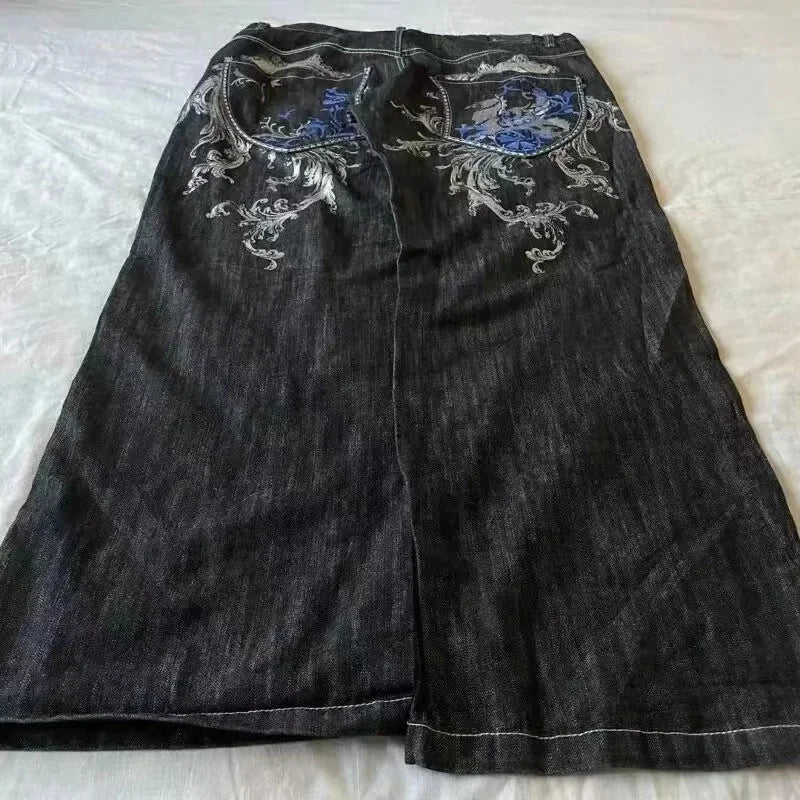 Retro Washed Denim Flared Trousers