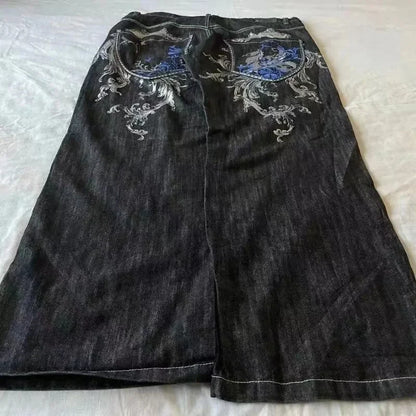 Retro Washed Denim Flared Trousers