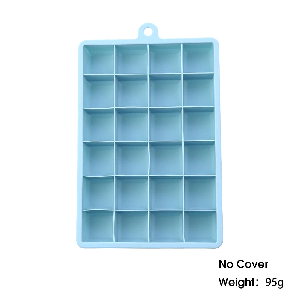 ChengHaoRan 24-Hole Silicone Ice Tray – Food-Grade, Square Ice Cubes, Jelly & Mold | With or Without Lid