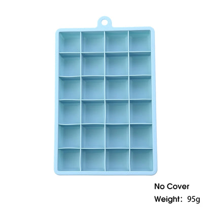 ChengHaoRan 24-Hole Silicone Ice Tray – Food-Grade, Square Ice Cubes, Jelly & Mold | With or Without Lid