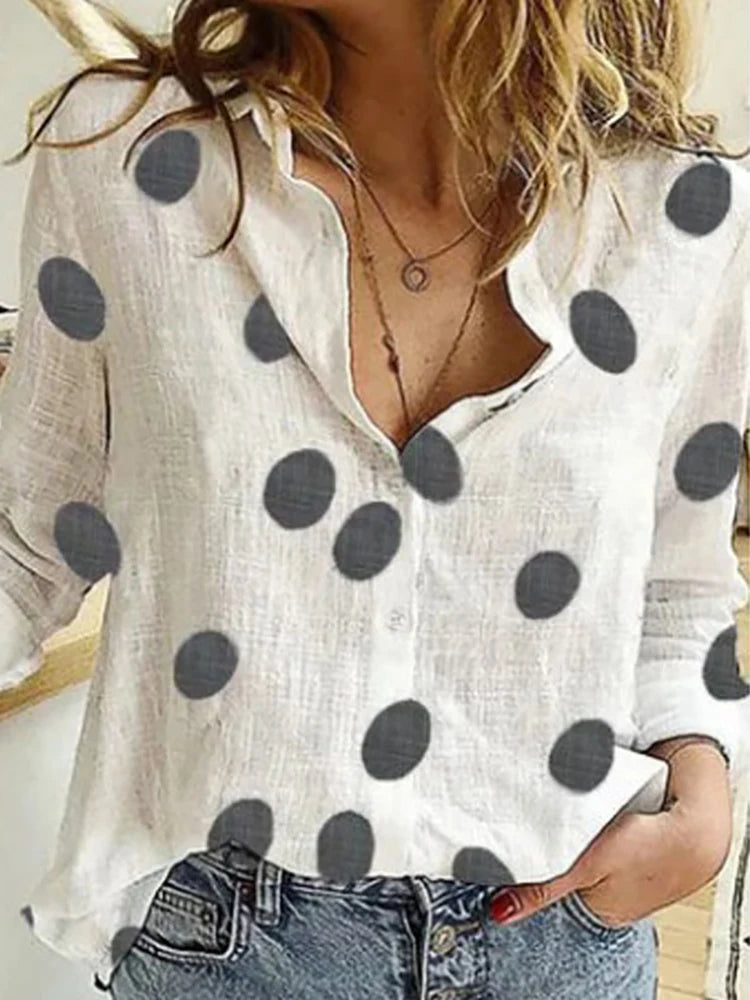 Cotton Linen Casual Shirt – Women Long Sleeve