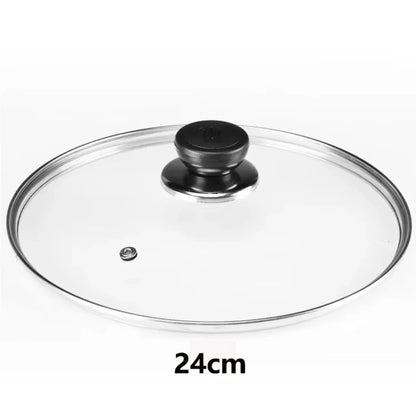 Universal Tempered Glass Pot Lid – Anti-Scald Knob, Heat-Resistant, 12–30cm | Fits Pots, Pans & Woks