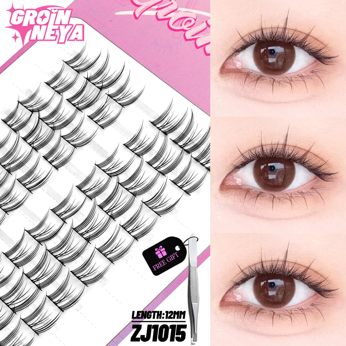 GROINNEYA DIY Cluster Lashes – 120 Natural Volume Individual Lash Clusters, 8–16mm | Soft Synthetic Hair | Mixed Tray | 17 Styles