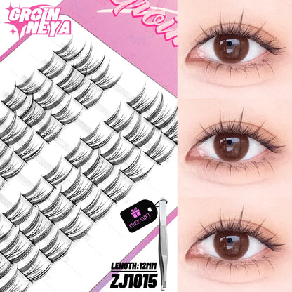 GROINNEYA DIY Cluster Lashes – 120 Natural Volume Individual Lash Clusters, 8–16mm | Soft Synthetic Hair | Mixed Tray | 17 Styles