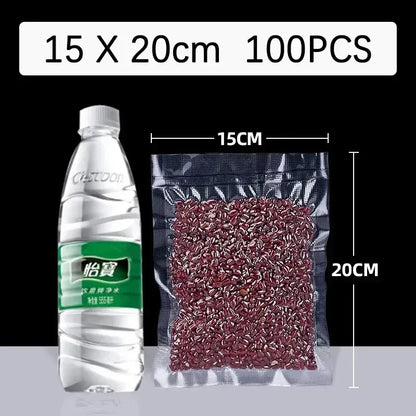 Vacuum Sealer Bags — 100 Pcs, BPA-Free PE, Food Grade, Multiple Sizes