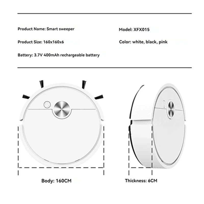 3-in-1 Smart Robot Vacuum Cleaner — Sweep, Mop & Suction, 4000Pa, Wireless