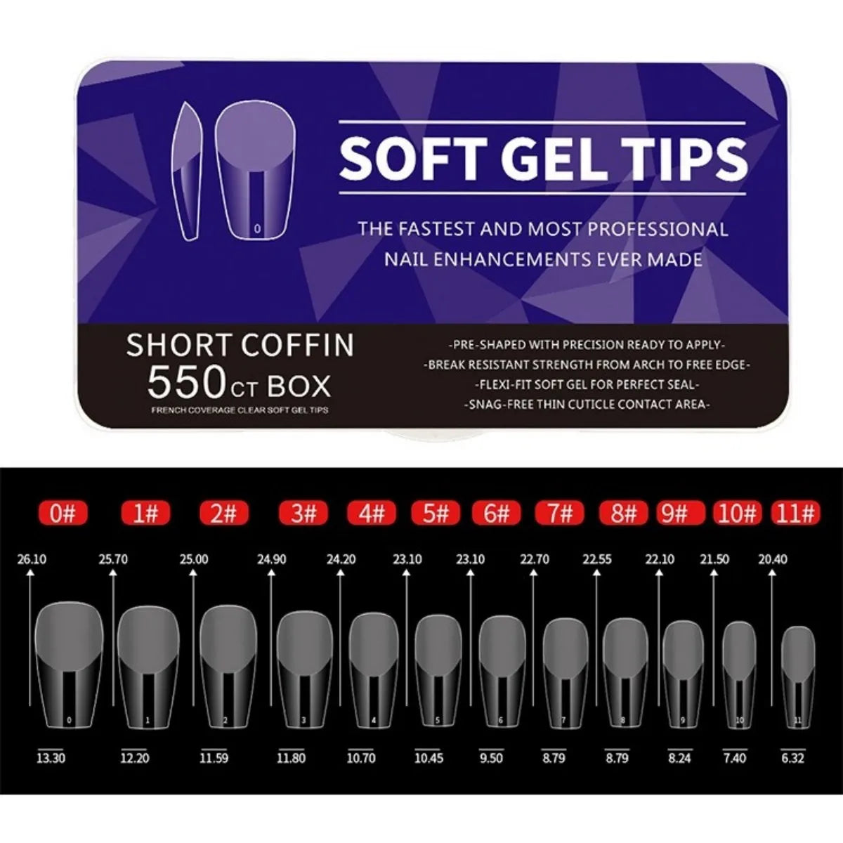 IAIZO Soft Gel Press-On Nail Tips – Full Cover, Almond / Coffin / French | 400–550pcs Box | DIY Manicure Extension