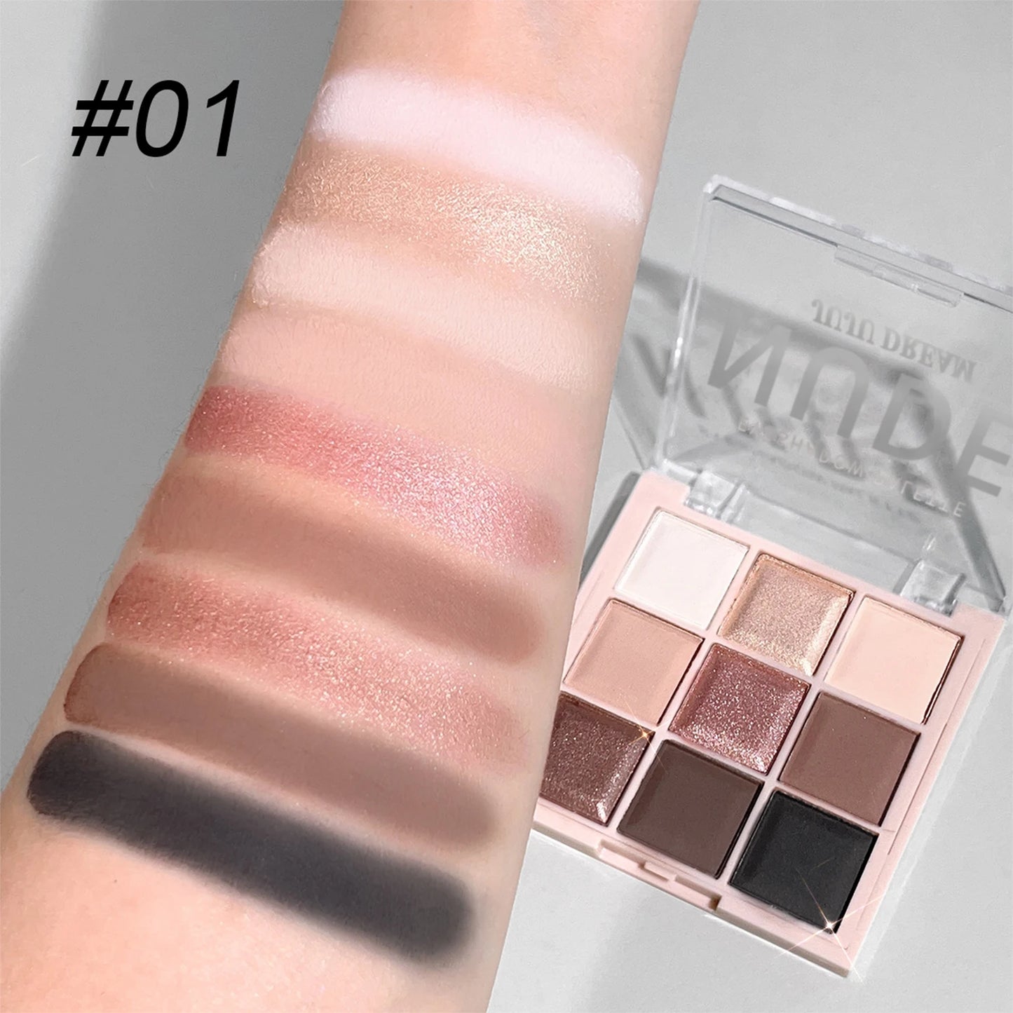 JUJU DREAM 9-Color Eyeshadow Palette – Matte & Shimmer, Soft Milk Tea Tones, Waterproof, Long-Lasting | Single & Triple Sets