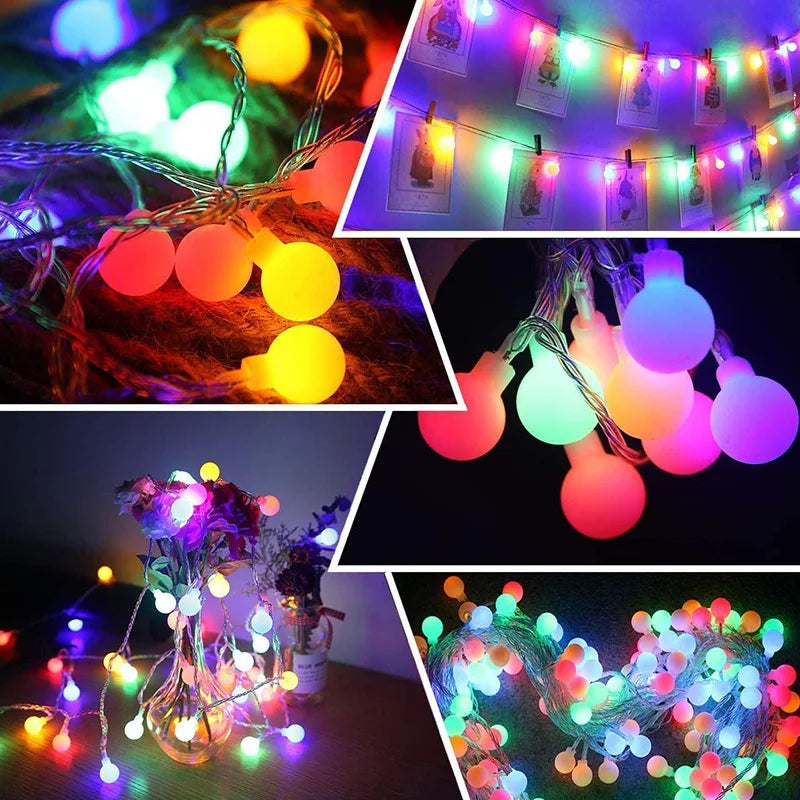 OKAL RED EAST Ball LED String Lights – Waterproof, USB or Battery, 1.5–12M | Warm / White / Colorful | Indoor & Outdoor Fairy Lights