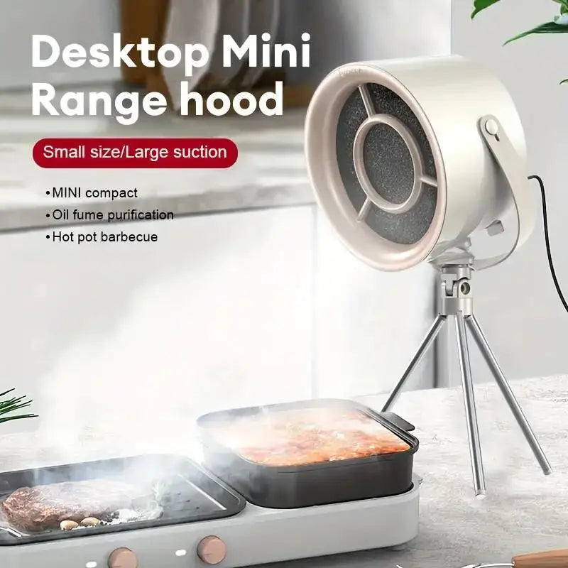 CREAROMA USB Desktop Range Hood – 40W Portable Kitchen Extractor Fan, 3-Speed, Removable Filter | White & Grey