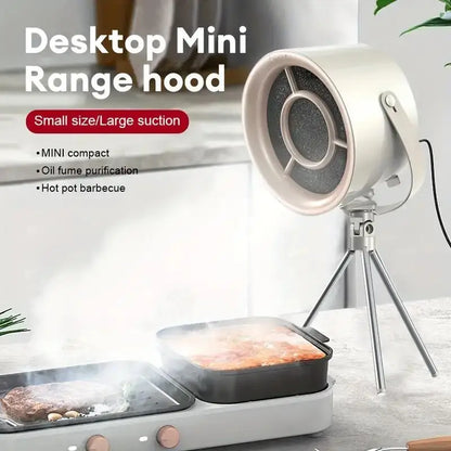 CREAROMA USB Desktop Range Hood – 40W Portable Kitchen Extractor Fan, 3-Speed, Removable Filter | White & Grey