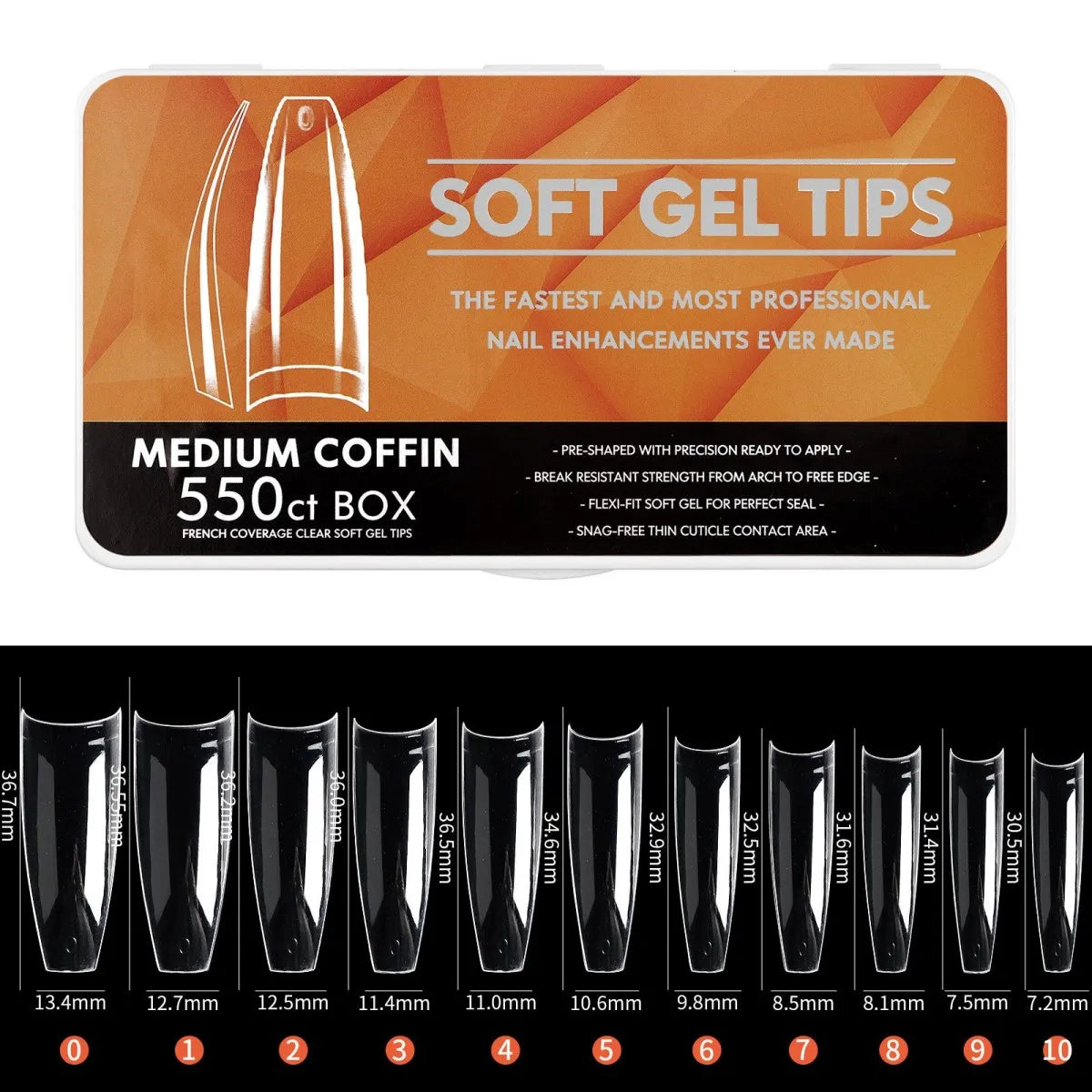 IAIZO Soft Gel Press-On Nail Tips – Full Cover, Almond / Coffin / French | 400–550pcs Box | DIY Manicure Extension