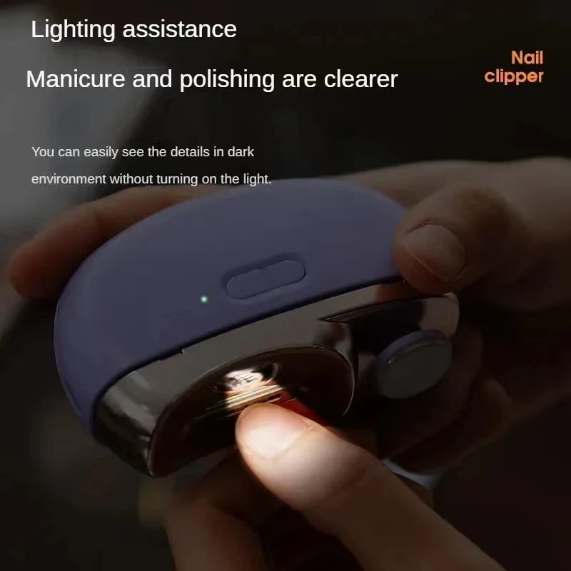 Electric Nail Clipper & Grinder 3-in-1 – Trim, Polish & Buff | LED Light, USB-C, 2-Speed | Pink, White, Purple