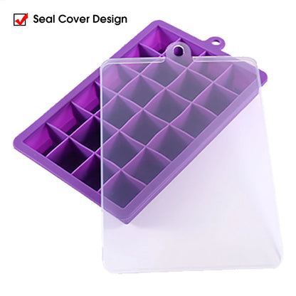 ChengHaoRan 24-Hole Silicone Ice Tray – Food-Grade, Square Ice Cubes, Jelly & Mold | With or Without Lid