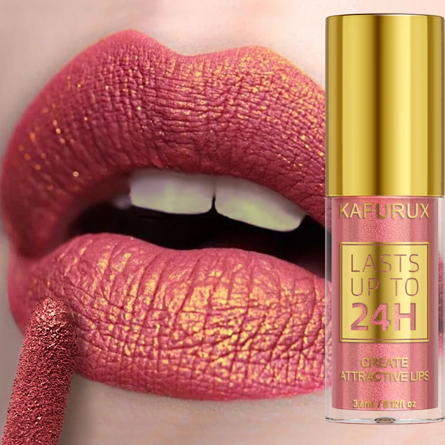 KAFURUX Glitter Diamond Shimmer Lip Gloss – 14 Colors, Waterproof, Long-Lasting Liquid Lipstick | Metallic & Sparkling | Single & 2pcs