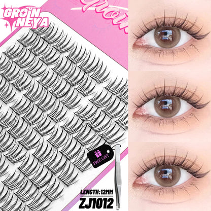 GROINNEYA DIY Cluster Lashes – 120 Natural Volume Individual Lash Clusters, 8–16mm | Soft Synthetic Hair | Mixed Tray | 17 Styles