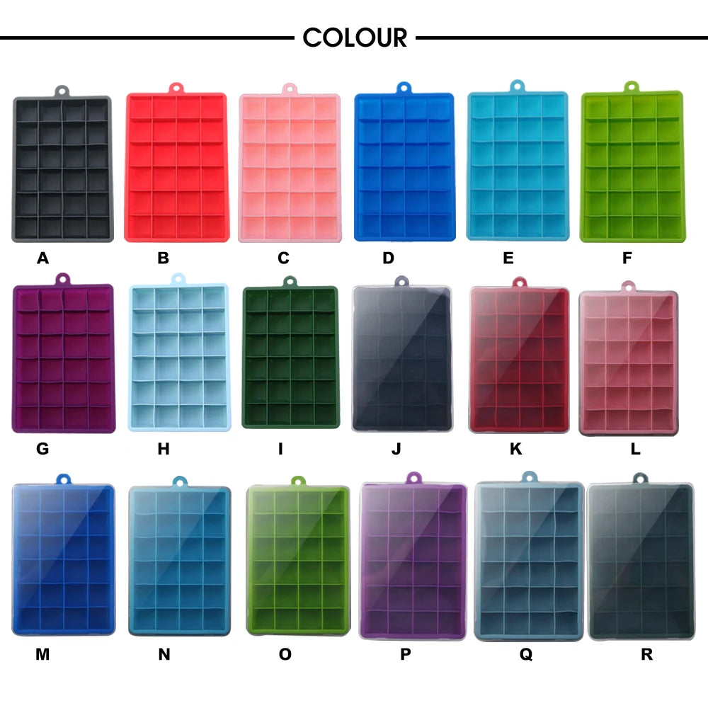 ChengHaoRan 24-Hole Silicone Ice Tray – Food-Grade, Square Ice Cubes, Jelly & Mold | With or Without Lid