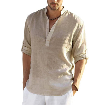 Men's Cotton Linen Casual Shirt – Long Sleeve