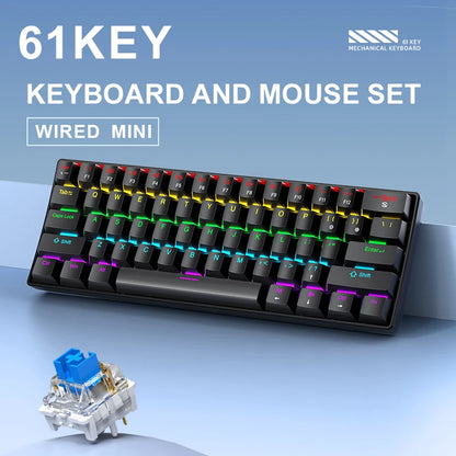 APAYADO K61 迷你機械鍵盤 — 60%，61 鍵，RGB，熱插拔，有線 USB-C