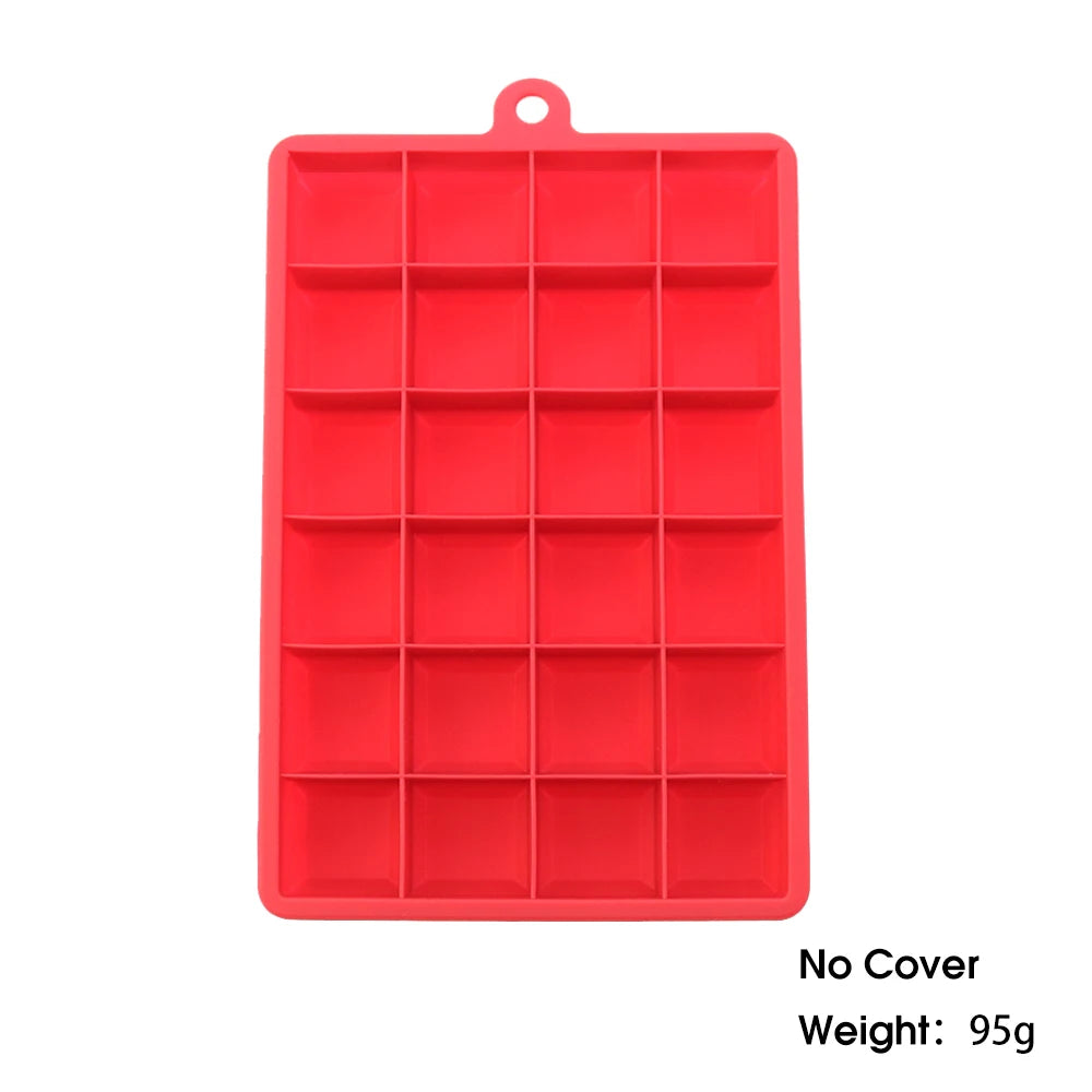 ChengHaoRan 24-Hole Silicone Ice Tray – Food-Grade, Square Ice Cubes, Jelly & Mold | With or Without Lid