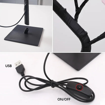 Heinast LED Rose Tree Night Light – 33cm USB-Powered, Warm White, Bendable Branches | Bedroom & Home Decor | Pink & Blue | 1pc / 2pcs