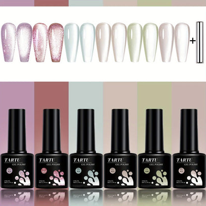 TARTU Cat Eye Gel Nail Polish Set – 6 Colors, 8ml Each, Soak-Off UV/LED | Salon & DIY Nail Art | Sets TT6011–TT6015