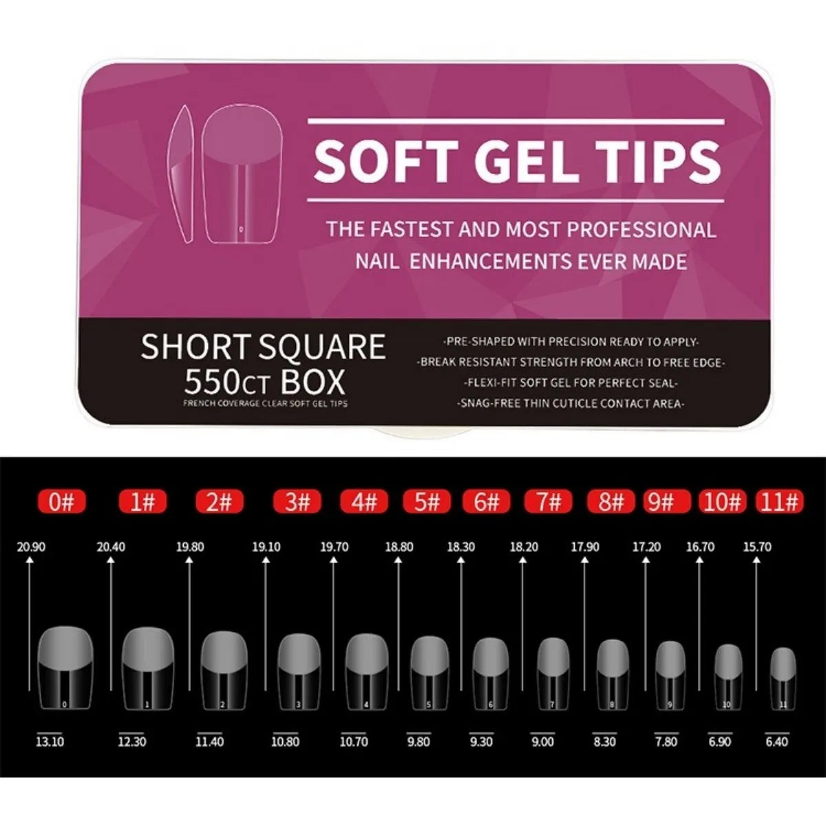 IAIZO Soft Gel Press-On Nail Tips – Full Cover, Almond / Coffin / French | 400–550pcs Box | DIY Manicure Extension