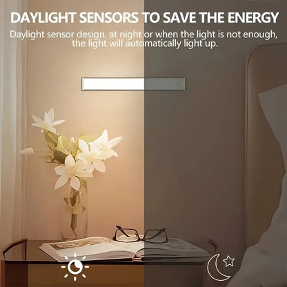 Rechargeable Magnetic LED Motion Sensor Light Bar – 20cm, 1500mAh, Stepless Dimming, USB-C | Under Cabinet & Closet Lighting