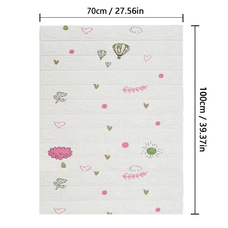 3D Brick Pattern Self-Adhesive Wallpaper 70cm — Waterproof Peel & Stick
