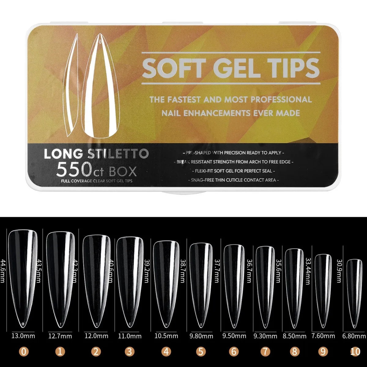 IAIZO Soft Gel Press-On Nail Tips – Full Cover, Almond / Coffin / French | 400–550pcs Box | DIY Manicure Extension