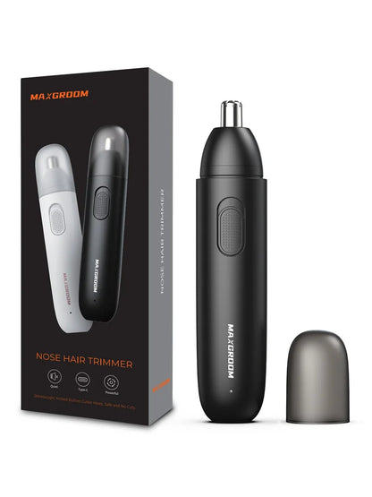 MAXGROOM Electric Nose Hair Trimmer — Rechargeable, 360° Dual Blade, Painless