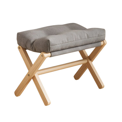 Solid Wood Folding Footstool & Entryway Bench – 46×30×44cm, Minimalist Modern | Gray, Coffee, Orange, Beige