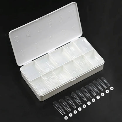 IAIZO Soft Gel Press-On Nail Tips – Full Cover, Almond / Coffin / French | 400–550pcs Box | DIY Manicure Extension