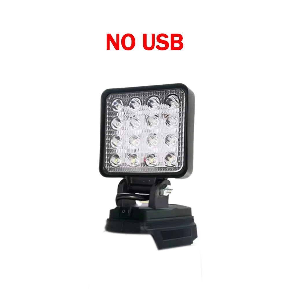 OUTLULU 18V Battery-Powered LED Work Light – Compatible with Makita, DeWalt & Milwaukee | Rotatable, Portable | Optional USB Ports
