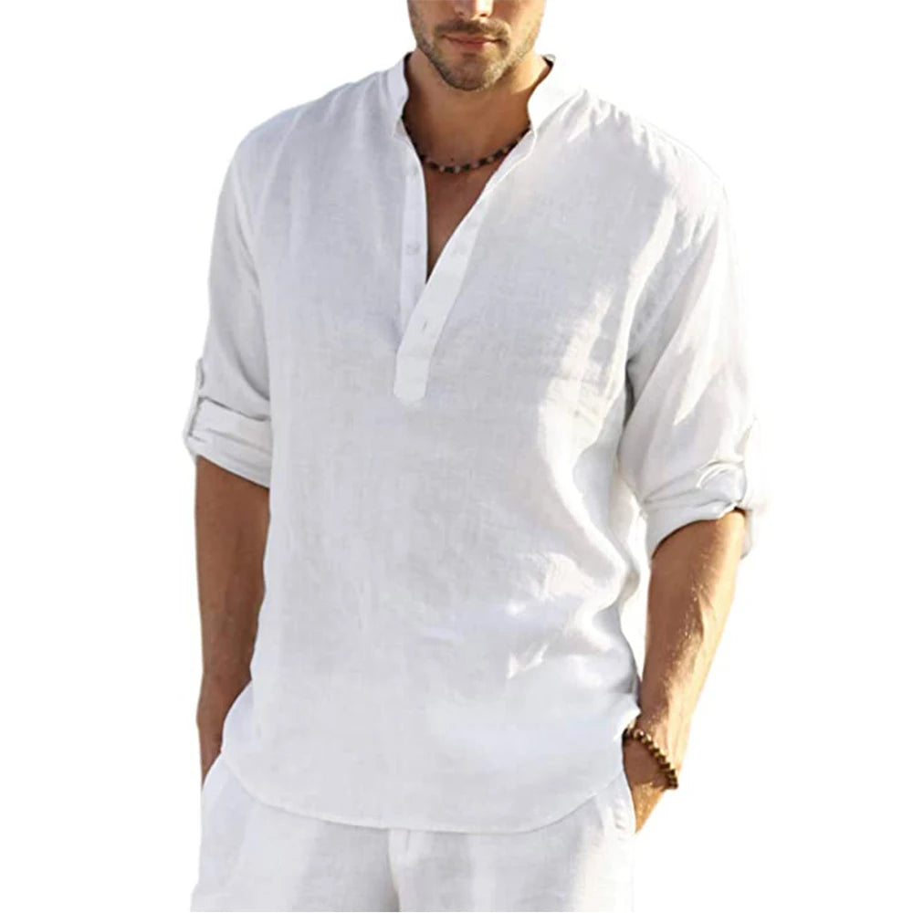 Men's Cotton Linen Casual Shirt – Long Sleeve