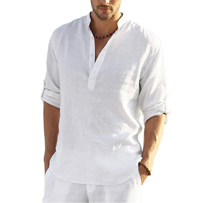 Men's Cotton Linen Casual Shirt – Long Sleeve
