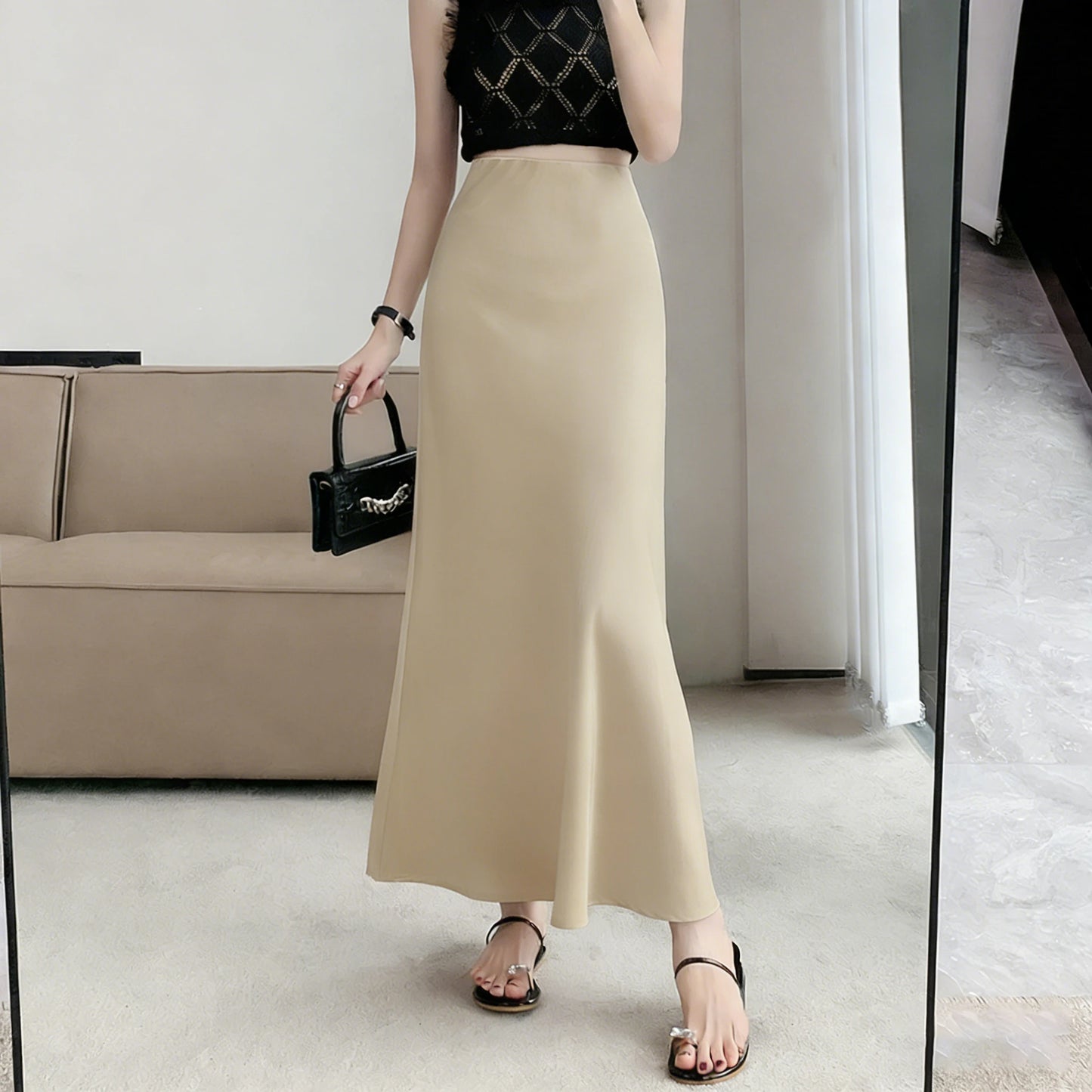 Satin Fishtail Skirt – Women Korean Fashion