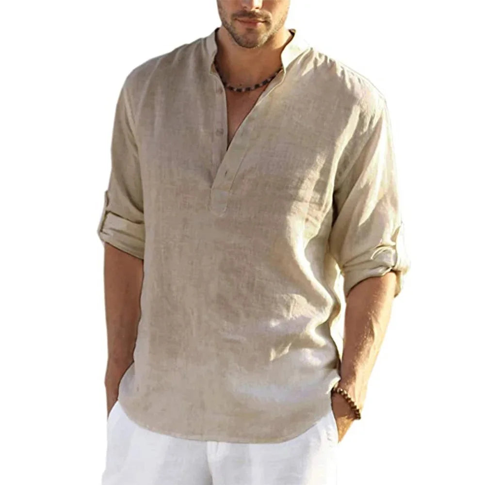 Men's Cotton Linen Casual Shirt – Long Sleeve