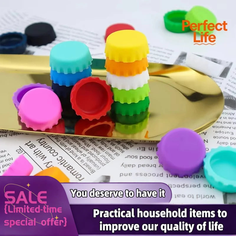 Silicone Beer Bottle Caps — Candy Colors, 2 / 5 / 6 / 12 / 24 Pcs