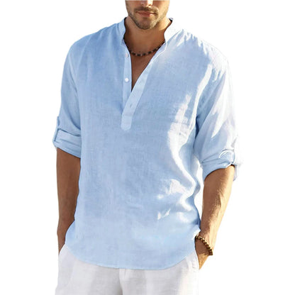 Men's Cotton Linen Casual Shirt – Long Sleeve