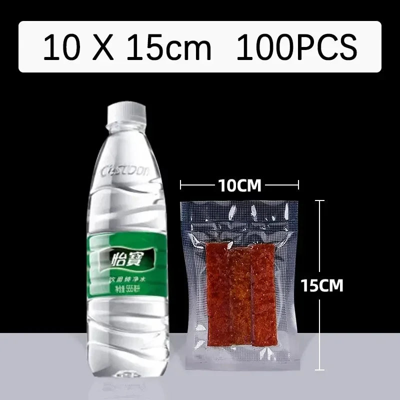Vacuum Sealer Bags — 100 Pcs, BPA-Free PE, Food Grade, Multiple Sizes