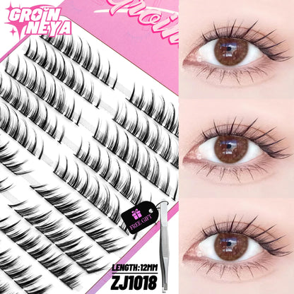 GROINNEYA DIY Cluster Lashes – 120 Natural Volume Individual Lash Clusters, 8–16mm | Soft Synthetic Hair | Mixed Tray | 17 Styles