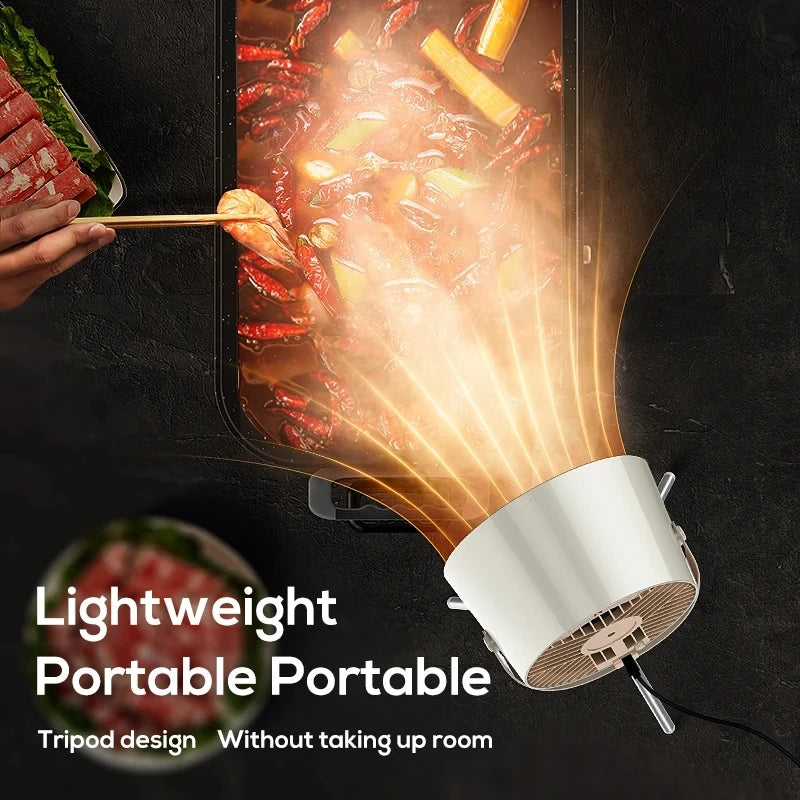 CREAROMA Portable Desktop Range Hood – 1200Pa Suction, 3-Speed, 90° Adjustable | BBQ & Indoor Cooking