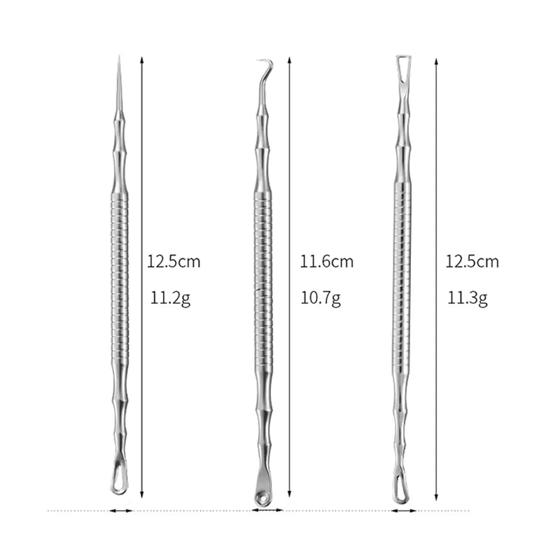 Stainless Steel Acne & Blackhead Extractor Tool – Pimple, Whitehead & Blackhead Remover | Hygienic & Portable | A / B / C / Full Set