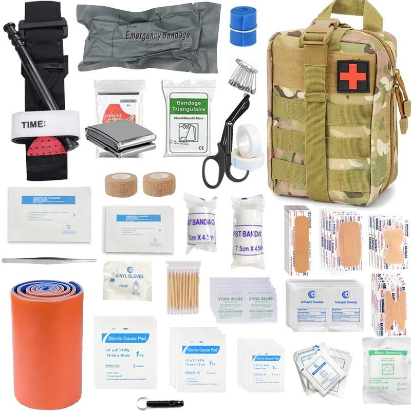 156 Pcs First Aid Kit – 30-in-1 Portable for Home, Camping & Hiking