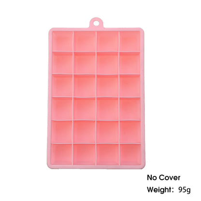 ChengHaoRan 24-Hole Silicone Ice Tray – Food-Grade, Square Ice Cubes, Jelly & Mold | With or Without Lid