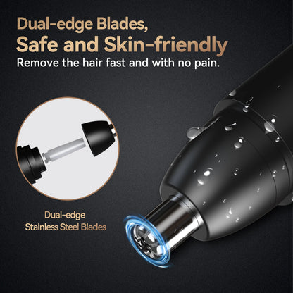 MAXGROOM Electric Nose Hair Trimmer — Rechargeable, 360° Dual Blade, Painless