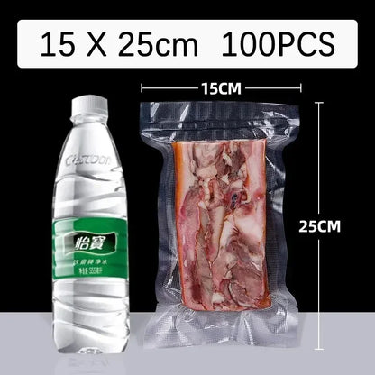 Vacuum Sealer Bags — 100 Pcs, BPA-Free PE, Food Grade, Multiple Sizes