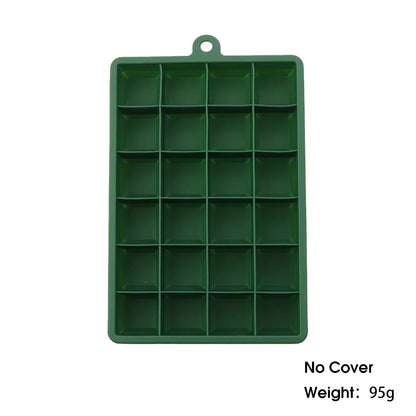 ChengHaoRan 24-Hole Silicone Ice Tray – Food-Grade, Square Ice Cubes, Jelly & Mold | With or Without Lid